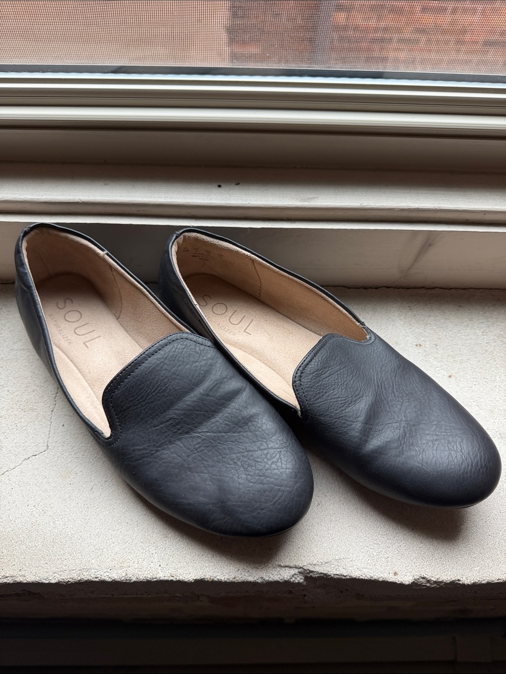 Soul by Naturalizer Black Leather Slip-On Loafers